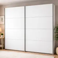 Dmora Salemi - Grande Armoire, 245x218h cm Blanc Mat, Porte-Manteaux