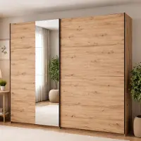 Dmora Resiutta - Grande Armoire, 245x218h cm Chêne Brun Noeud, 2 Étagères