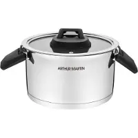Arthur Martin Set de 3 casseroles avec poignées rabattables