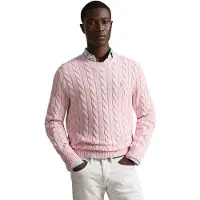 Ralph Lauren pour homme. 710775885543 Pull en coton à torsades rose (M), Casuel, Manche longue
