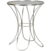 Mauro Ferretti Table Basse Trixy Glam Ø 56 X 68 Cm En Métal Argenté Et Verre Trempé - Design Léger Et Contemporain