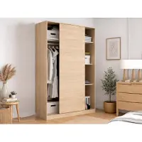 Dmora Alyson - Armoire 2 Portes, 120x204h cm Chêne Marron, Portemanteaux
