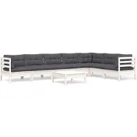 vidaXL Ensemble salon de jardin 8 pièces avec coussins blanc pin massif
