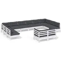 vidaXL Ensemble salon de jardin 12 pièces avec coussins blanc pin massif