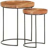 vidaXL Ensemble de 2 tables basses en bois massif d'acacia et acier