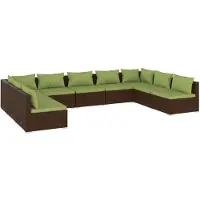 vidaXL Ensemble salon de jardin 10 pièces avec coussins Poly rotin brun