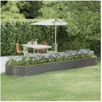 vidaXL Parterre surélevé Acier revêtu par poudre 396x100x36 cm Gris