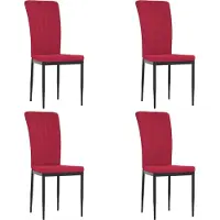 DKD Home Decor Chaise de salle à manger 4 pcs. Velours rouge vin