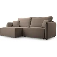 Selsey Kassian - Canapé d'angle avec fonction sommeil et coffre de lit, marron clair, gauche