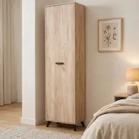 Dmora Palmoli - Armoire 1 Porte, Chêne Gris Marron, Porte-manteaux