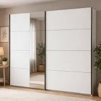 Dmora Resiutta - Armoire Grande, 245x218h cm Blanc Mat, 2 Étagères