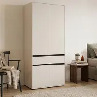 Dmora Vimercati - Grande Armoire, 93x211h cm Blanc, 3 Étagères