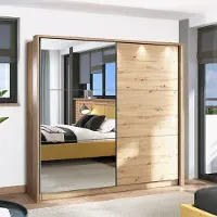 Dmora Soncino - Grand Armoire, 217x210h cm Chêne Brun Nœuds, Porte-manteaux