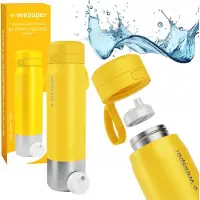 Wessper Gourde 1000ml, bouchon filtre à eau en acier inoxydable sans BPA, jaune