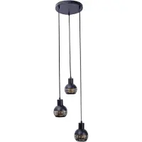 Näve Suspension, métal, noir or, 3 feux