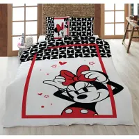 Javoli Parure de lit Minnie in Love blanc rouge 135 x 200 cm, 80 x 80 cm