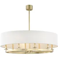 Casa Padrino Lampe à suspendre de luxe couleur laiton antique / blanc Ø 99,7 x H. 29,9 cm - Collection de luxe