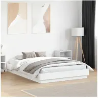 vidaXL Cadre de lit blanc 140x190 cm Bois composite