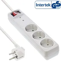 InLine 16431Q Multiprise, 3x contact de protection, avec protection contre les surtensions, avec interrupteur, 1,5m, blanc