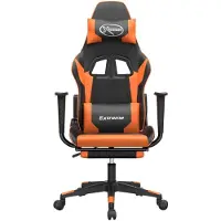 vidaXL Fauteuil gaming avec fonction massage et repose-pieds, noir et orange, en similicuir