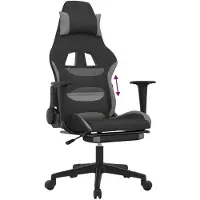 vidaXL Fauteuil gaming avec repose-pieds, tissu noir et gris clair