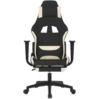 vidaXL Fauteuil gaming avec repose-pieds, tissu noir et crème