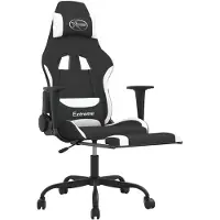 vidaXL Chaise de jeu avec repose-pieds Noir et blanc Tissu