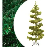 vidaXL Arbre de Noël hélicoïdal pré-éclairé et support vert 150 cm PVC