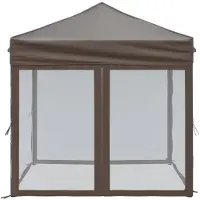 vidaXL Tente de réception pliable avec parois latérales Taupe 2x2 m