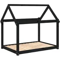 vidaXL Lit pour chien noir 111x80x100 cm pin massif