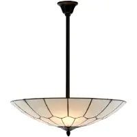 Casa Padrino Luxus Tiffany Lampe à suspendre Blanc / Noir Ø 60 cm - Lampe de salon de luxe