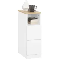 SoBuy Table de Chevet Étroite avec 2 Tiroirs Blanc