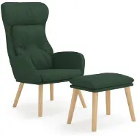 vidaXL Fauteuil relax avec pouf Vert foncé Tissu