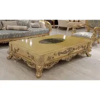 Casa Padrino Table basse de luxe baroque or - Table de salon somptueuse en bois massif de style baroque - Meubles de salon baroques - Noble et somptueux