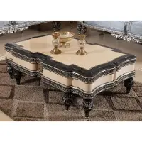 Casa Padrino Table basse baroque de luxe Beige / Noir / Or - Table de salon somptueuse en bois massif de style baroque - Meubles de salon baroques - Noble et somptueux