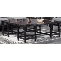 Casa Padrino Table basse de luxe baroque brun foncé / noir - Table de salon carrée en bois massif de style baroque - Meubles de salon de luxe de style baroque - Meubles baroques - Noble et somptueux