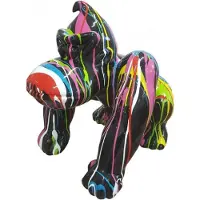 Casa Padrino Figurine décorative Gorille Singe Noir / Multicolore H. 70 cm - Sculpture décorative résistante aux intempéries - Salon Jardin Terrasse Décoration