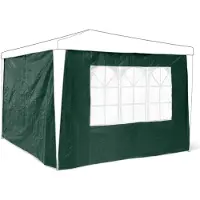 Relaxdays Panneau Latéral De Pavillon De Jardin De 3 X 3 M Lot De 2 Parois Fenêtres Protection Pluie Vent Soleil, Vert