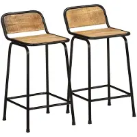 vidaXL Tabouret de bar 2 pcs. 46x35,5x80 cm Mangue rugueux massif