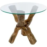 Casa Padrino Luxus Glastisch Braun Ø 60 x H. 48 cm - Table de salon ronde à trois pieds