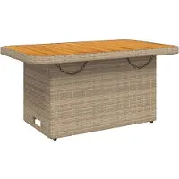 vidaXL Table de jardin beige 90x55x71 cm Poly rotin et bois d'acacia