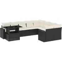 vidaXL Ensemble de 10 canapés de jardin avec coussins noir poly rotin
