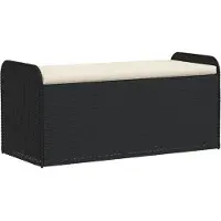 vidaXL Banc avec espace de rangement & coussins Noir 115x51x52 cm Poly rotin