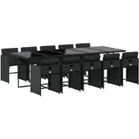 vidaXL Ensemble de jardin 11 pièces avec coussins Noir Poly Rattan