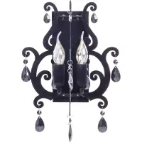 Näve Appliques murales - 2 appliques murales "BLACK VELVET". Hauteur : 40 cm. Applique murale de style rustique, en métal et en verre, de couleur noire, hauteur 40 cm, dimensions 30 x 20 cm, culot E14