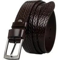 Rovicky Ceinture pour homme en cuir de veau naturel avec motif tricoté - 105