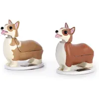 Kikkerland Elroy Solar Corgi Chien Cadeau royal Figurine à secouer Alimentée à l'énergie solaire 7cm
