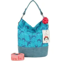 Fritzi aus Preußen sac à épaule sac à épaule bandoulière Izzy07 Fritzi x Frida Kahlo Limited Canvas Hobo Bag Frida Heads turquoise
