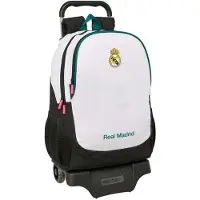 Safta Sac à dos Real Madrid 26/27, 22,5 litres, avec roulettes, couleur blanche. Pour enfants, taille unique, couleur blanche