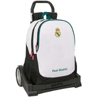 Safta Sac à dos Real Madrid 26/27, 22,5 litres, avec roulettes, couleur blanche. Pour enfants, taille unique, couleur blanche